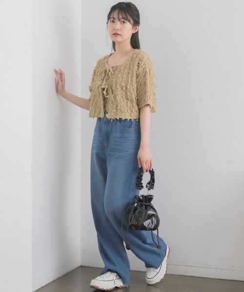 RETRO GIRL(レトロガール)の「フリンジCTSET(Tシャツ/カットソー・レディース・オフホワイト/ブルー/ベージュ・FREE)」の7枚目の写真