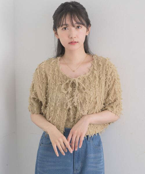 RETRO GIRL(レトロガール)の「フリンジCTSET(Tシャツ/カットソー・レディース・オフホワイト/ブルー/ベージュ・FREE)」の5枚目の写真