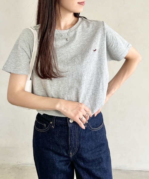 Niell（ニール）の「【H by FIGER/エイチ バイ フィガー】フラッグロゴ ワンポイント刺繍 クルーネック半袖Tシャツ（Tシャツ/カットソー・レディース・ホワイト/ブラック/グレー/ネイビー・S/L/M/XL）」の3枚目の写真
