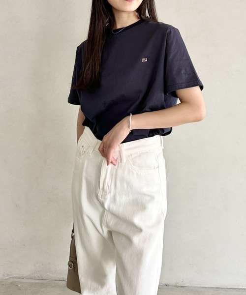 Niell（ニール）の「【H by FIGER/エイチ バイ フィガー】フラッグロゴ ワンポイント刺繍 クルーネック半袖Tシャツ（Tシャツ/カットソー・レディース・ホワイト/ブラック/グレー/ネイビー・S/L/M/XL）」の12枚目の写真