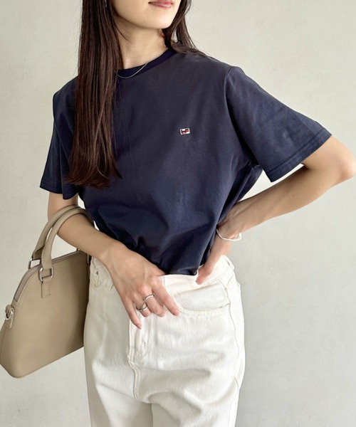 Niell（ニール）の「【H by FIGER/エイチ バイ フィガー】フラッグロゴ ワンポイント刺繍 クルーネック半袖Tシャツ（Tシャツ/カットソー・レディース・ホワイト/ブラック/グレー/ネイビー・S/L/M/XL）」の13枚目の写真