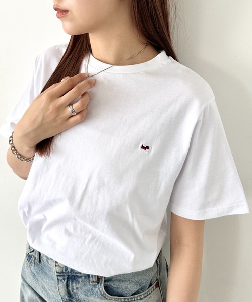 Niell（ニール）の「【H by FIGER/エイチ バイ フィガー】フラッグロゴ ワンポイント刺繍 クルーネック半袖Tシャツ（Tシャツ/カットソー・レディース・ホワイト/ブラック/グレー/ネイビー・S/L/M/XL）」の9枚目の写真