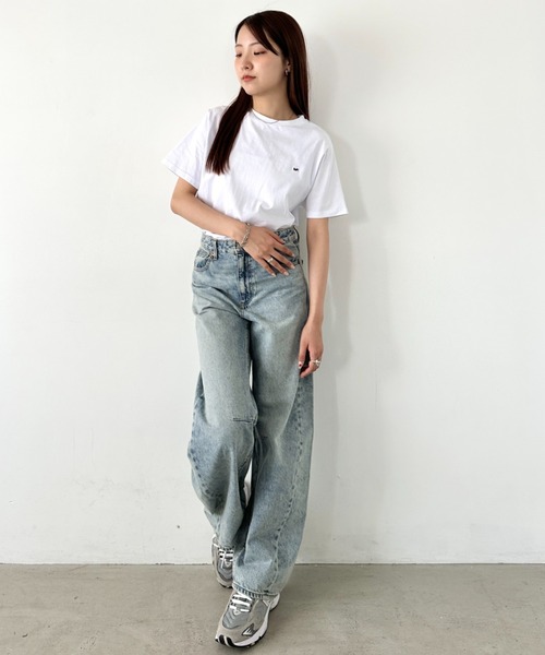 Niell（ニール）の「【H by FIGER/エイチ バイ フィガー】フラッグロゴ ワンポイント刺繍 クルーネック半袖Tシャツ（Tシャツ/カットソー・レディース・ホワイト/ブラック/グレー/ネイビー・S/L/M/XL）」の8枚目の写真