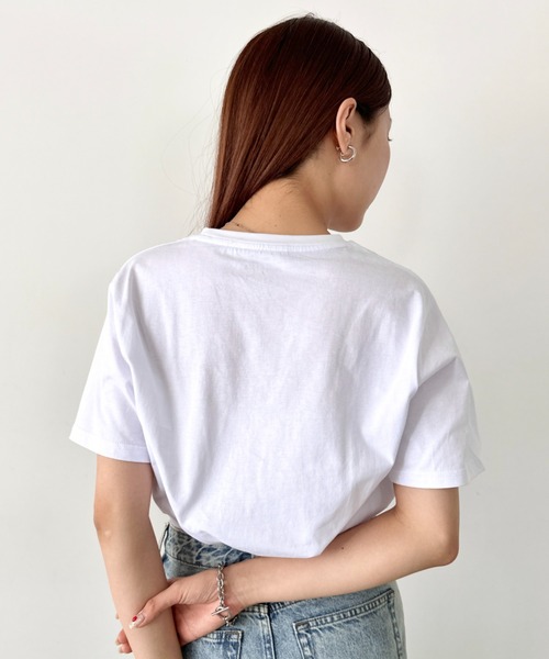 Niell（ニール）の「【H by FIGER/エイチ バイ フィガー】フラッグロゴ ワンポイント刺繍 クルーネック半袖Tシャツ（Tシャツ/カットソー・レディース・ホワイト/ブラック/グレー/ネイビー・S/L/M/XL）」の10枚目の写真