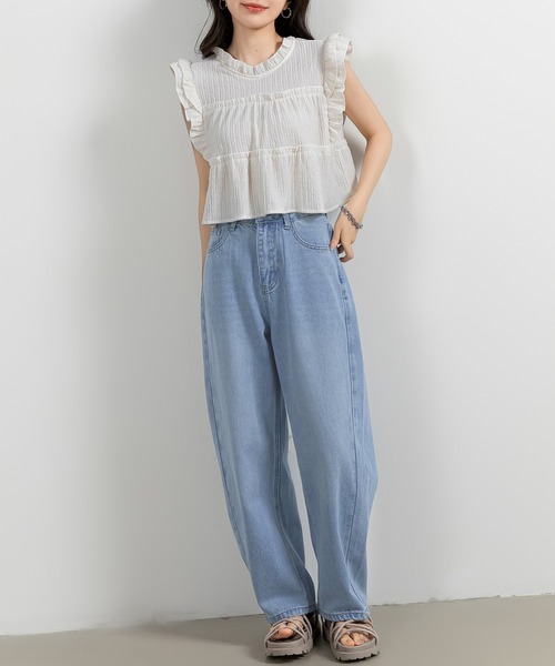 セール】レディース 広めシルエットゆるデニムパンツ（デニムパンツ
