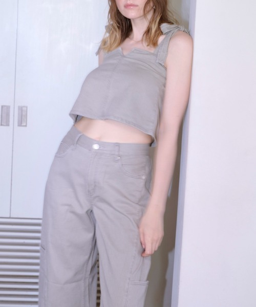 Lil Ambition（リルアンビション）の「カラーデニムビスチェ（ベスト・レディース・ピンク/カーキ/グレー・S/M）」の6枚目の写真