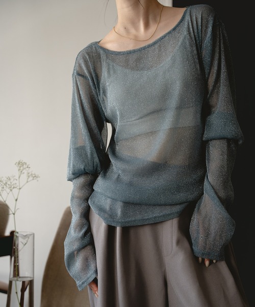 mideal gritter sheer tops / グリッターシアートップス mideal（マイディール）の「gritter sheer tops / グリッターシアー