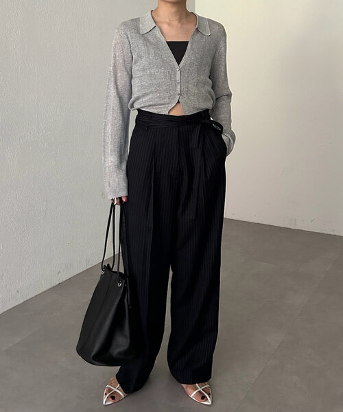 SHENERY（シーナリー）の「ピンストライプベルテッドスラックス（その他パンツ・レディース・グレー/ネイビー・36/38）」の14枚目の写真