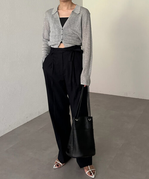 SHENERY（シーナリー）の「ピンストライプベルテッドスラックス（その他パンツ・レディース・グレー/ネイビー・36/38）」の11枚目の写真