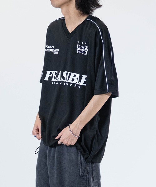 JOHN'S CLOSET(ジョンズクローゼット)の「【13】フロントプリント サッカーデザイン 半袖ゲームシャツ/ユニフォームシャツ(Tシャツ/カットソー・メンズ・ホワイト系1/ホワイト系2/ブラック系1/ブラック系2/ネイビー系1/ネイビー系2/ブラック系3/ホワイト系3/ネイビー系3・MEDIUM/LARGE)」の11枚目の写真