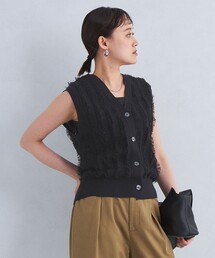 green label relaxing | フリンジ ニット ベスト -ウォッシャブル-(ベスト)