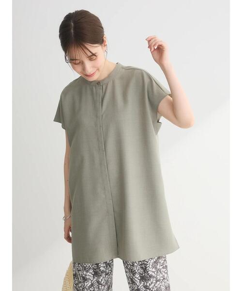 Green　Parks（グリーンパークス）の「接触冷感　比翼ボタンチュニック（チュニック・レディース・イエロー/オフホワイト/カーキ/ネイビー・FREE）」の18枚目の写真
