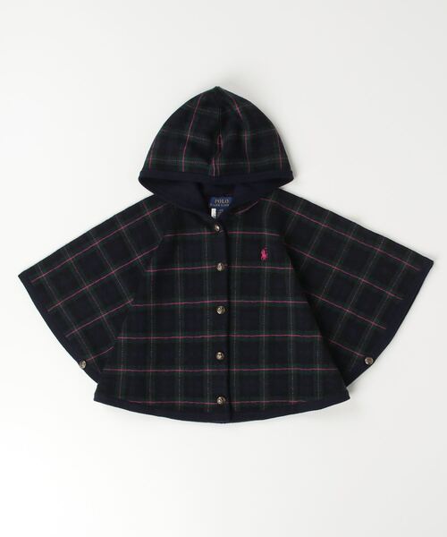 セール】チェック ウール フーデッド ポンチョ（ポンチョ