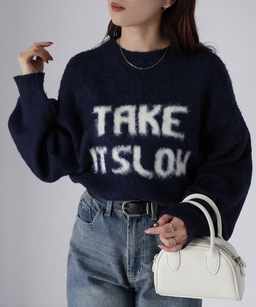 Riberry(リベリー)の「起毛ロゴジャガードニット(ニット/セーター・レディース・杢グレー/ネイビー系2/ネイビー系1/グレー系1/ホワイト系1/ホワイト系2/ネイビー系3・FREE)」の19枚目の写真