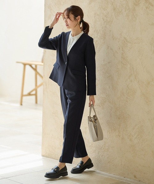 Honeys(ハニーズ)の「【ストレッチ/ウォッシャブル/イージーケア】センタープレスパンツ(股下66cm)(スラックス・レディース・ネイビー/ベージュ/杢グレー/ブラック・3L/LL/L/M/S)」の13枚目の写真