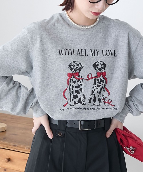 GILDAN(ギルダン)の「GILDAN アソートロゴ オーバーサイズ プリント ロンTEE(Tシャツ/カットソー・レディース・チャコールグレー/オフホワイト/ネイビー/キナリ/ブラック/オートミール/ベージュ/ホワイト/杢グレー/ネイビー系/アイボリー/ホワイト系・S/L/M)」の8枚目の写真