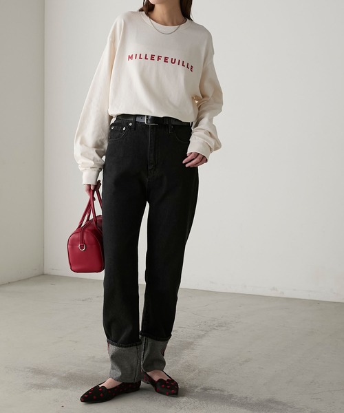 GILDAN(ギルダン)の「GILDAN アソートロゴ オーバーサイズ プリント ロンTEE(Tシャツ/カットソー・レディース・チャコールグレー/オフホワイト/ネイビー/キナリ/ブラック/オートミール/ベージュ/ホワイト/杢グレー/ネイビー系/アイボリー/ホワイト系・S/L/M)」の16枚目の写真