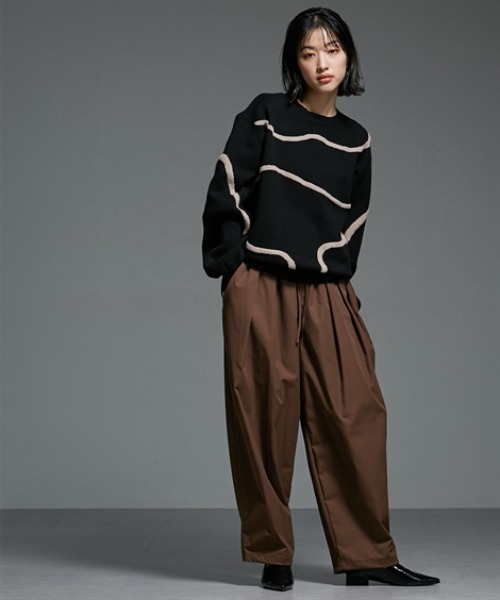 Soiunique（スワユニーク）の「アート柄ジャガードニット ［Soiunique］（ニット/セーター・レディース・グレー系/ブラック系・LL/L/M）」の7枚目の写真