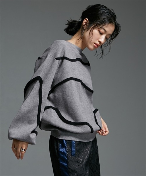 Soiunique（スワユニーク）の「アート柄ジャガードニット ［Soiunique］（ニット/セーター・レディース・グレー系/ブラック系・LL/L/M）」の11枚目の写真