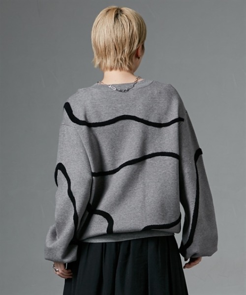 Soiunique（スワユニーク）の「アート柄ジャガードニット ［Soiunique］（ニット/セーター・レディース・グレー系/ブラック系・LL/L/M）」の16枚目の写真