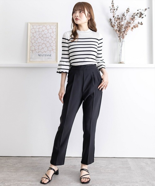 clear(クリア)の「ストレッチテーパードパンツ≪2024AW新作≫(スラックス・レディース・アイボリー/ブラック・M/S)」の10枚目の写真