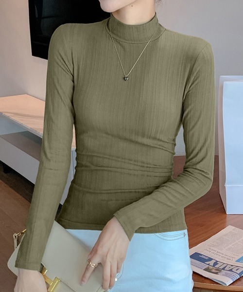Miniministore(ミニミニストア)の「無地インナー レディース カットソー(Tシャツ/カットソー・レディース・カーキ/オリーブ/グレイッシュベージュ/チャコールグレー/ベージュ/ホワイト/ブラック・L/M)」の13枚目の写真