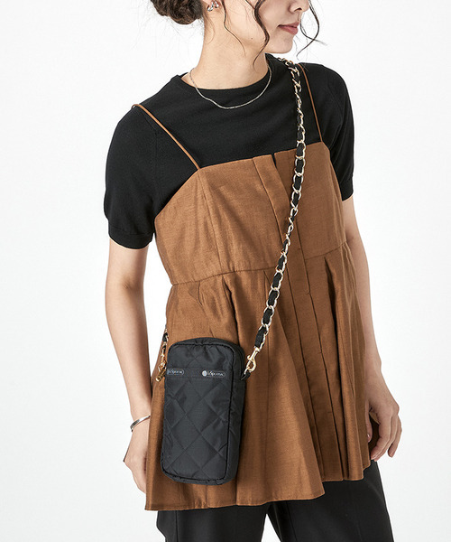 ショルダーバッグ☝ブラック☞チェーン レスポートサック ブラックチェーンキルト ショルダーバッグ