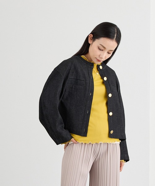 NICOLE white（ニコルホワイト）の「デニムショートジャケット（デニムジャケット・レディース・ブラック/インディゴブルー・FREE）」の2枚目の写真