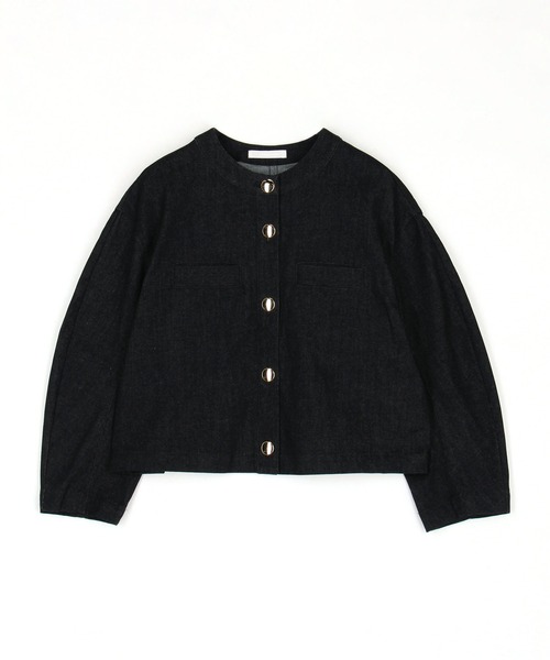 NICOLE white（ニコルホワイト）の「デニムショートジャケット（デニムジャケット・レディース・ブラック/インディゴブルー・FREE）」の4枚目の写真