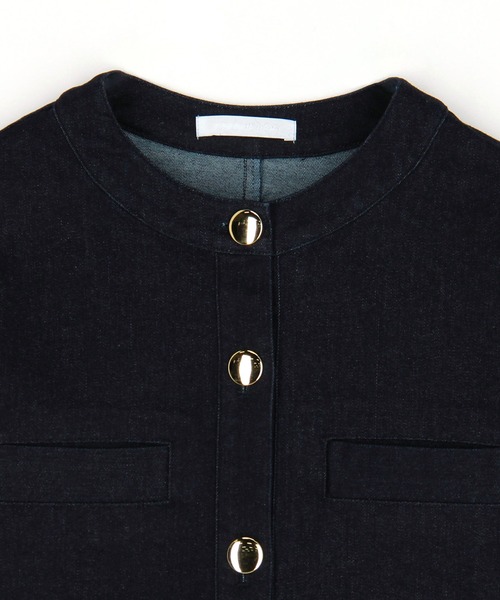 NICOLE white（ニコルホワイト）の「デニムショートジャケット（デニムジャケット・レディース・ブラック/インディゴブルー・FREE）」の6枚目の写真