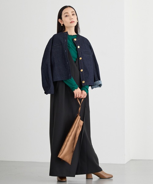 NICOLE white（ニコルホワイト）の「デニムショートジャケット（デニムジャケット・レディース・ブラック/インディゴブルー・FREE）」の14枚目の写真