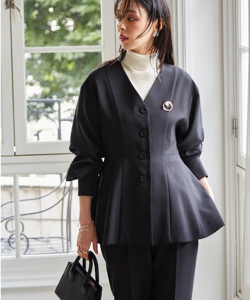 RANAN（ラナン）の「【2点セット】洗える/防シワ Vネックペプラム