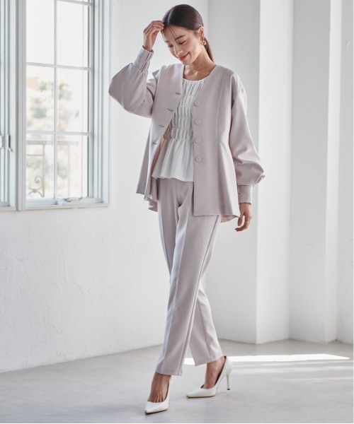 セール】【2点セット】洗える/防シワ Vネックペプラムトップス