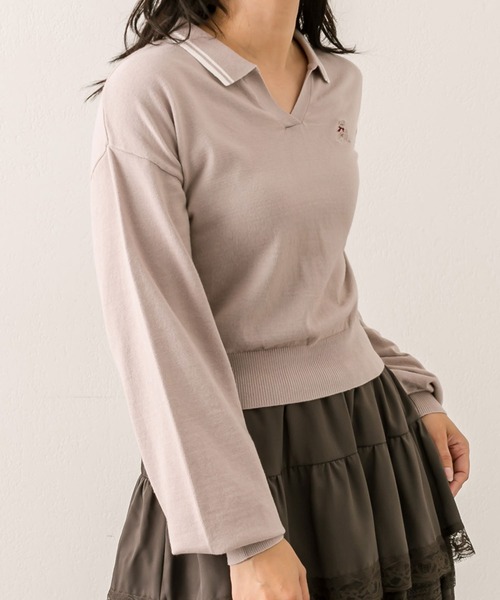 OLIVE des OLIVE（オリーブデオリーブ）の「クマ刺繍ニットトップス（ニット/セーター・レディース・オフホワイト/サックスブルー/ブラック/モカ・FREE）」の16枚目の写真