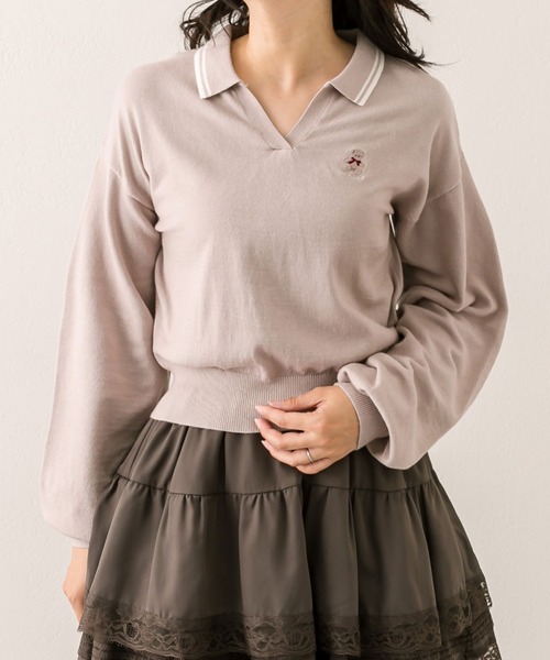 OLIVE des OLIVE（オリーブデオリーブ）の「クマ刺繍ニットトップス（ニット/セーター・レディース・オフホワイト/サックスブルー/ブラック/モカ・FREE）」の17枚目の写真