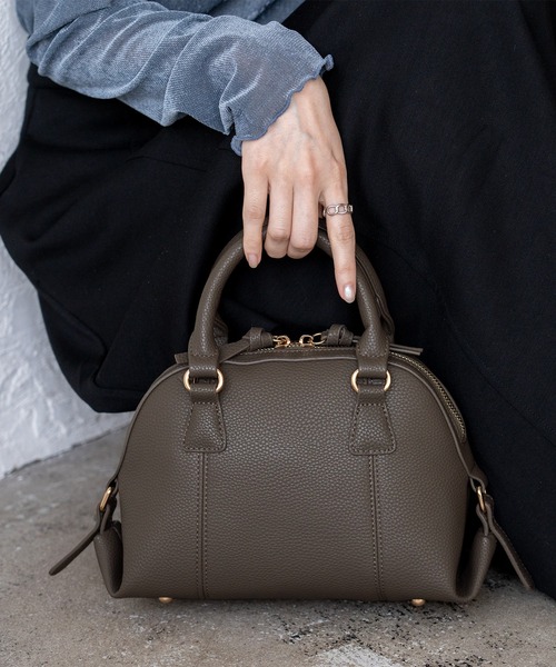 VitaFelice（ヴィータフェリーチェ）の「ラウンドファスナー2wayミニバッグ（トートバッグ・レディース・ブラック/チョコ/ライトグレー・FREE）」の3枚目の写真