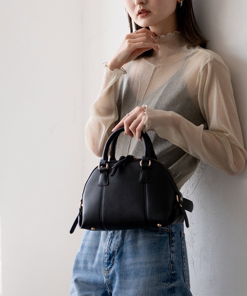 VitaFelice（ヴィータフェリーチェ）の「ラウンドファスナー2wayミニバッグ（トートバッグ・レディース・ブラック/チョコ/ライトグレー・FREE）」の2枚目の写真