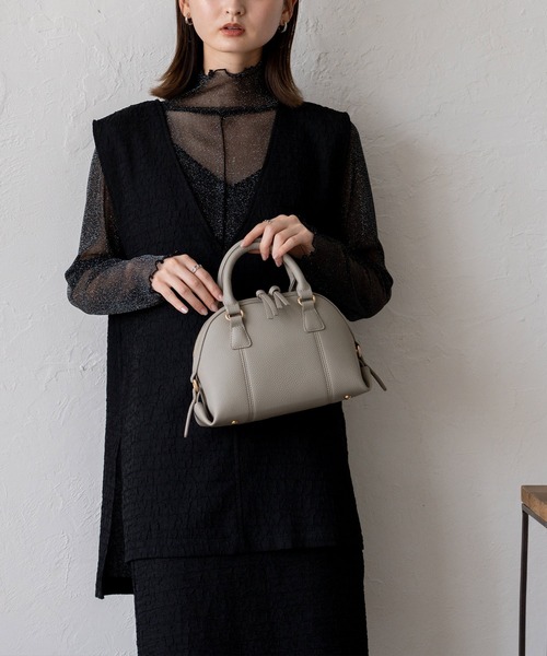 VitaFelice（ヴィータフェリーチェ）の「ラウンドファスナー2wayミニバッグ（トートバッグ・レディース・ブラック/チョコ/ライトグレー・FREE）」の4枚目の写真