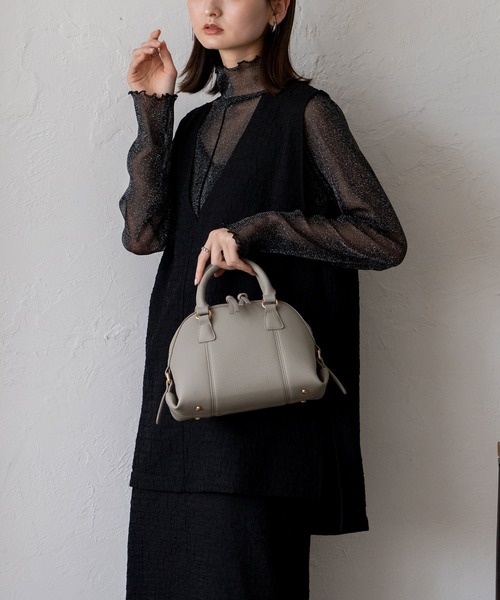 VitaFelice（ヴィータフェリーチェ）の「ラウンドファスナー2wayミニバッグ（トートバッグ・レディース・ブラック/チョコ/ライトグレー・FREE）」の5枚目の写真