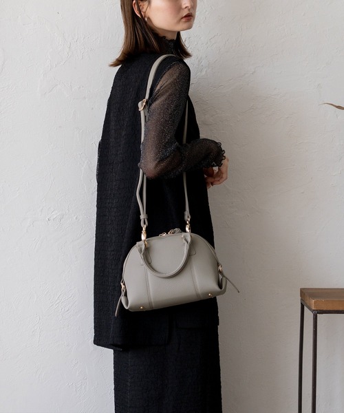 VitaFelice（ヴィータフェリーチェ）の「ラウンドファスナー2wayミニバッグ（トートバッグ・レディース・ブラック/チョコ/ライトグレー・FREE）」の8枚目の写真