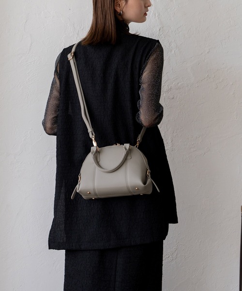 VitaFelice（ヴィータフェリーチェ）の「ラウンドファスナー2wayミニバッグ（トートバッグ・レディース・ブラック/チョコ/ライトグレー・FREE）」の9枚目の写真