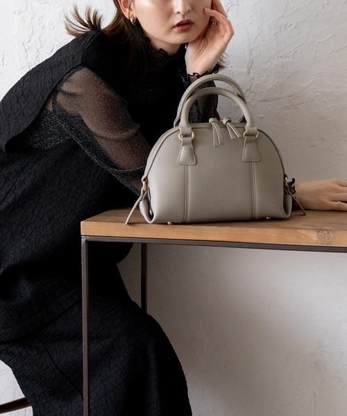 VitaFelice（ヴィータフェリーチェ）の「ラウンドファスナー2wayミニバッグ（トートバッグ・レディース・ブラック/チョコ/ライトグレー・FREE）」の10枚目の写真