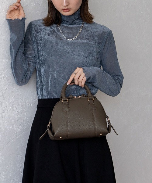 VitaFelice（ヴィータフェリーチェ）の「ラウンドファスナー2wayミニバッグ（トートバッグ・レディース・ブラック/チョコ/ライトグレー・FREE）」の12枚目の写真