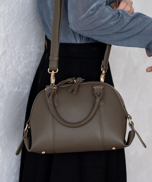 VitaFelice（ヴィータフェリーチェ）の「ラウンドファスナー2wayミニバッグ（トートバッグ・レディース・ブラック/チョコ/ライトグレー・FREE）」の14枚目の写真