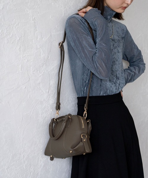 VitaFelice（ヴィータフェリーチェ）の「ラウンドファスナー2wayミニバッグ（トートバッグ・レディース・ブラック/チョコ/ライトグレー・FREE）」の15枚目の写真