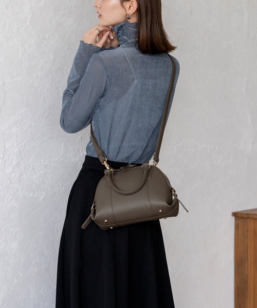 VitaFelice（ヴィータフェリーチェ）の「ラウンドファスナー2wayミニバッグ（トートバッグ・レディース・ブラック/チョコ/ライトグレー・FREE）」の16枚目の写真