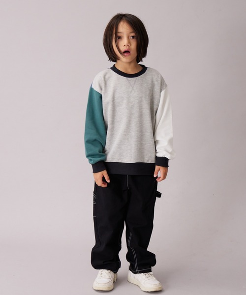 PAIRMANON STREET（ペアマノンストリート）の「【PAIRMANON STREET】裏毛 ガゼット付き シンプル トレーナー（スウェット・キッズ・ブルー/ブラック系その他/グレー/ブラウン系その他2/グリーン/ホワイト/ブラック/グレー系その他・160/100/90/140/120/130/110/150）」の17枚目の写真