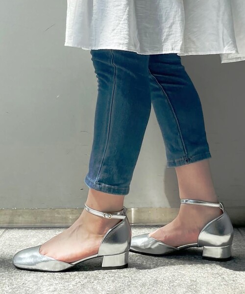 セール】スクエアローヒールセパレートパンプス（パンプス