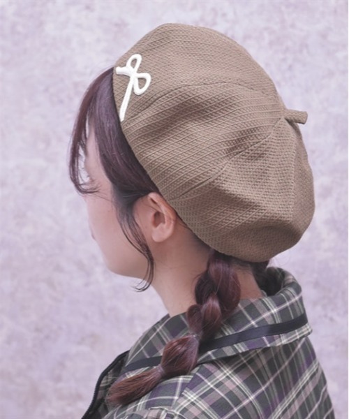 axes femme／アクシーズファム／Ｆ／ホワイト　スプリングホックベレー帽 axes femme｜レースリボンフリルカンカン帽 | Rakuten Fashion