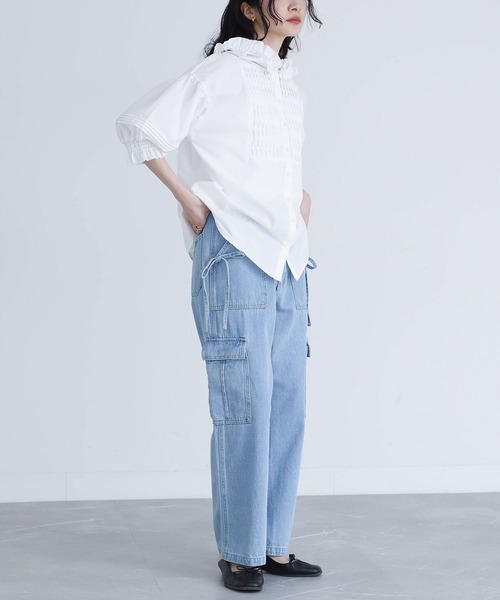 somari imagination(ソマリ イマジネーション)の「『リボン付きデニムペインターパンツ』(デニムパンツ・レディース・ブルー/インディゴブルー・S~M/L~LL/3L)」の5枚目の写真